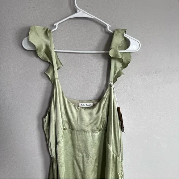 Roller Rabbit Quinn Silk Midi Dress Large Sage Green NEW - Picture 8 of 14